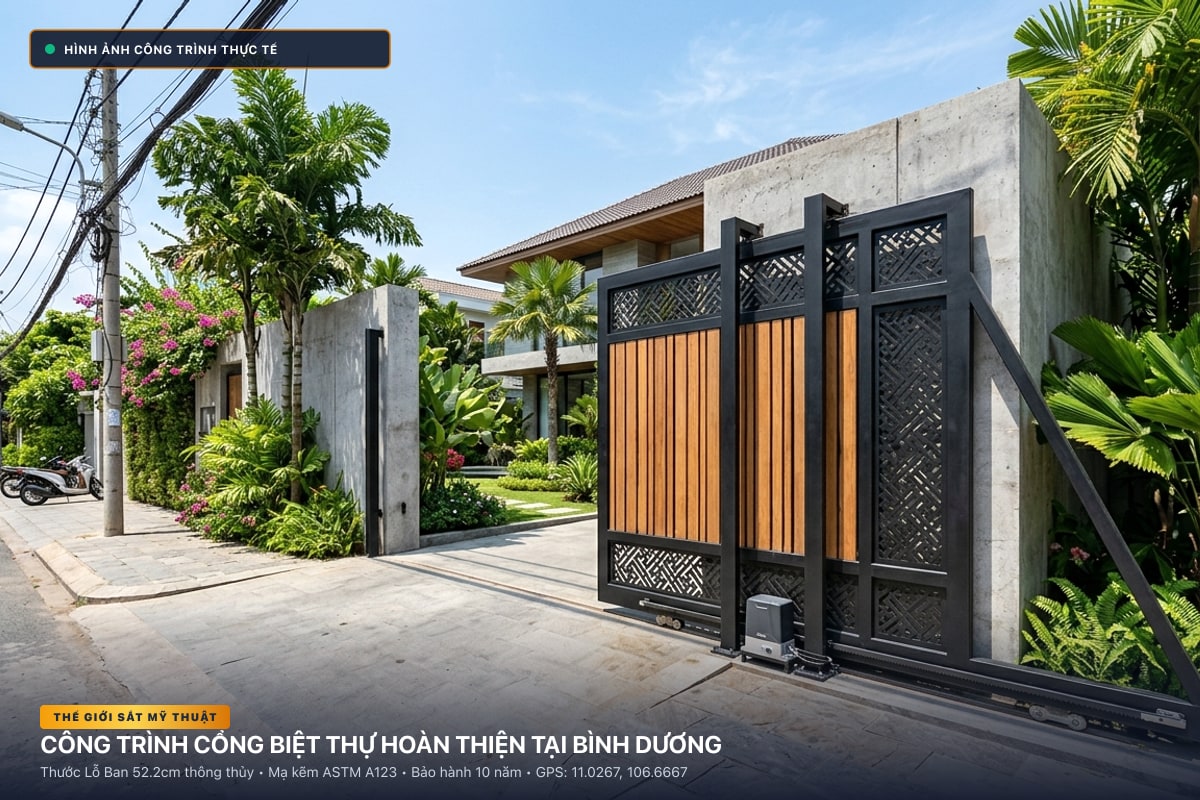 Thi công cổng sắt mỹ thuật biệt thự rèn thủ công tại Bình Dương - Thế Giới Sắt Mỹ Thuật