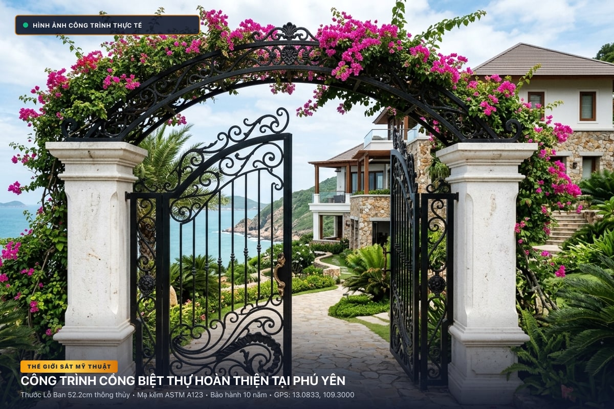 Thi công cổng sắt mỹ thuật biệt thự rèn thủ công tại Phú Yên - Thế Giới Sắt Mỹ Thuật