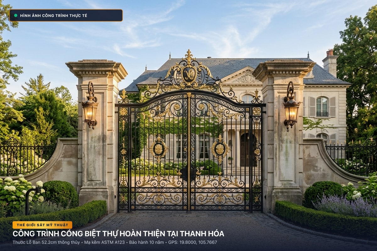 Thi công cổng sắt mỹ thuật biệt thự rèn thủ công tại Thanh Hóa - Thế Giới Sắt Mỹ Thuật