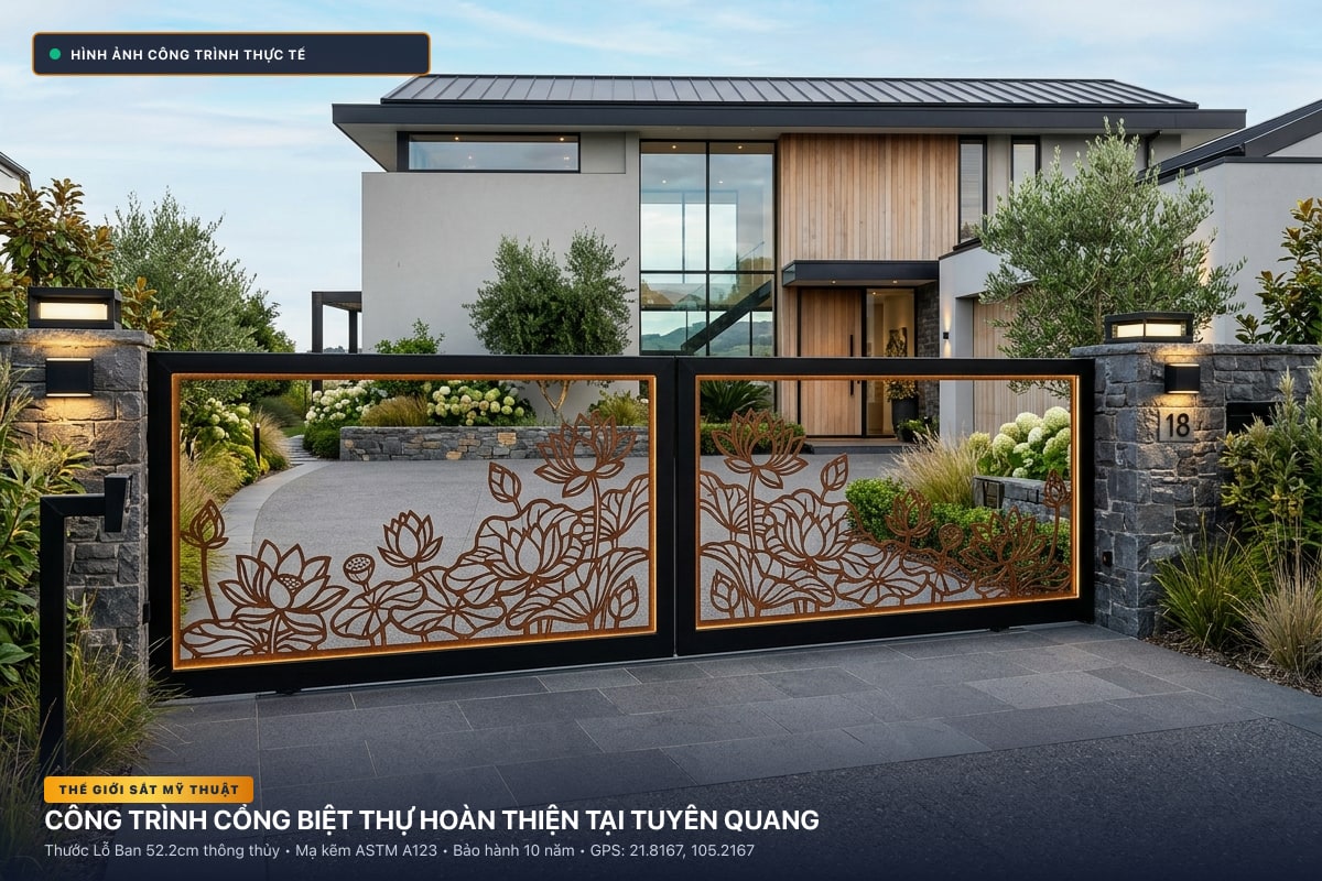 Thi công cổng sắt mỹ thuật biệt thự rèn thủ công tại Tuyên Quang - Thế Giới Sắt Mỹ Thuật