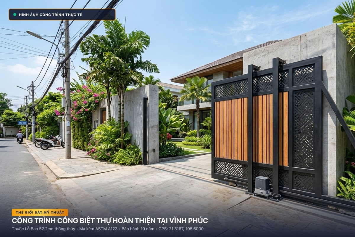 Thi công cổng sắt mỹ thuật biệt thự rèn thủ công tại Vĩnh Phúc - Thế Giới Sắt Mỹ Thuật