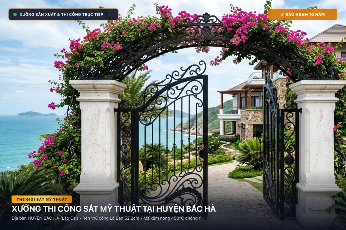 Xưởng thi công sắt mỹ thuật tại Huyện Bắc Hà - Cổng sắt biệt thự, cầu thang nghệ thuật
