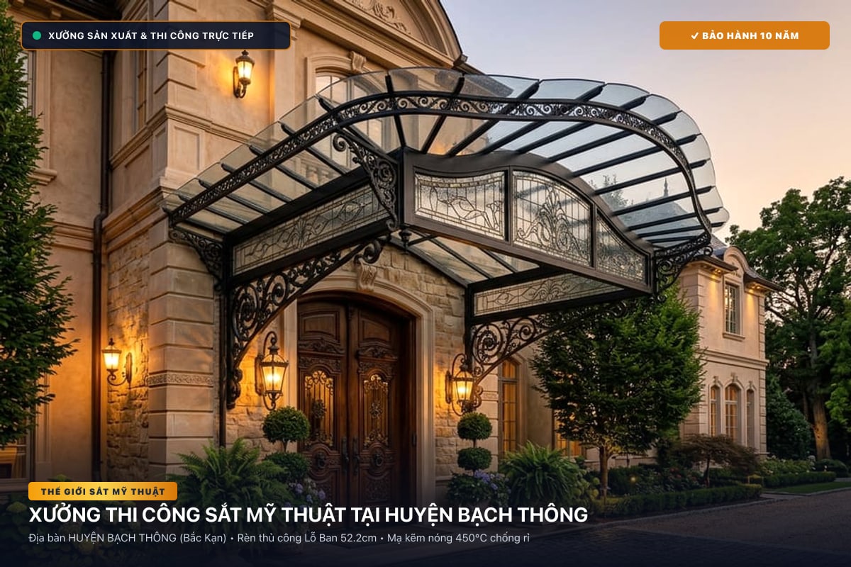 Xưởng thi công sắt mỹ thuật tại Huyện Bạch Thông - Cổng sắt biệt thự, cầu thang nghệ thuật