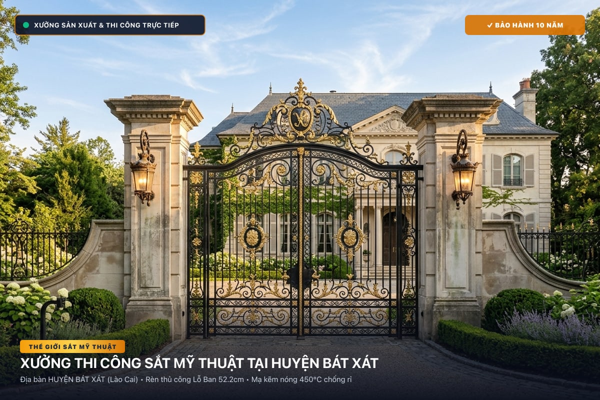 Xưởng thi công sắt mỹ thuật tại Huyện Bát Xát - Cổng sắt biệt thự, cầu thang nghệ thuật