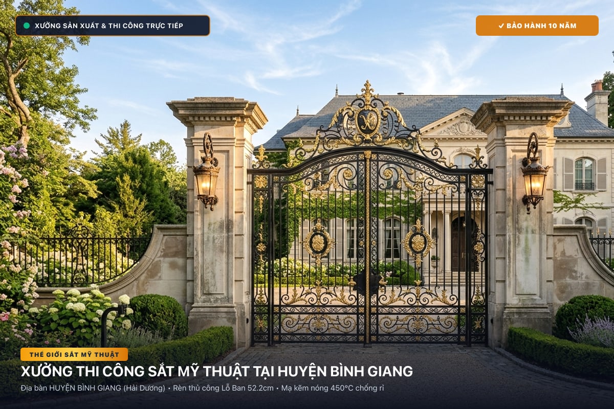 Xưởng thi công sắt mỹ thuật tại Huyện Bình Giang - Cổng sắt biệt thự, cầu thang nghệ thuật