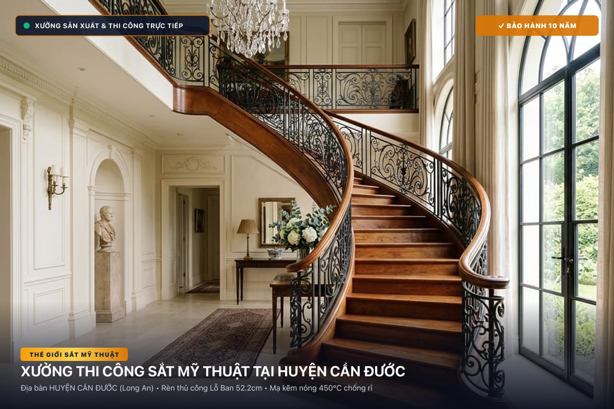 Xưởng thi công sắt mỹ thuật tại Huyện Cần Đước - Cổng sắt biệt thự, cầu thang nghệ thuật