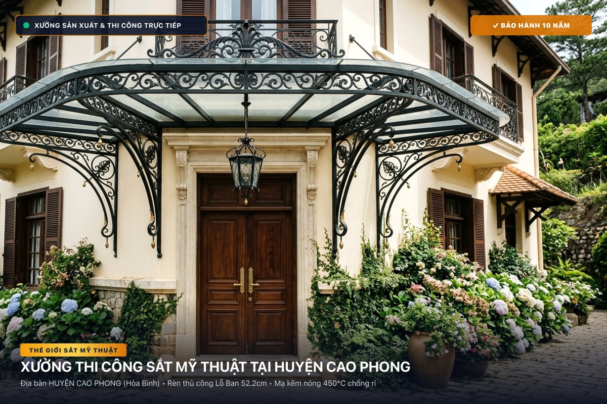 Xưởng thi công sắt mỹ thuật tại Huyện Cao Phong - Cổng sắt biệt thự, cầu thang nghệ thuật