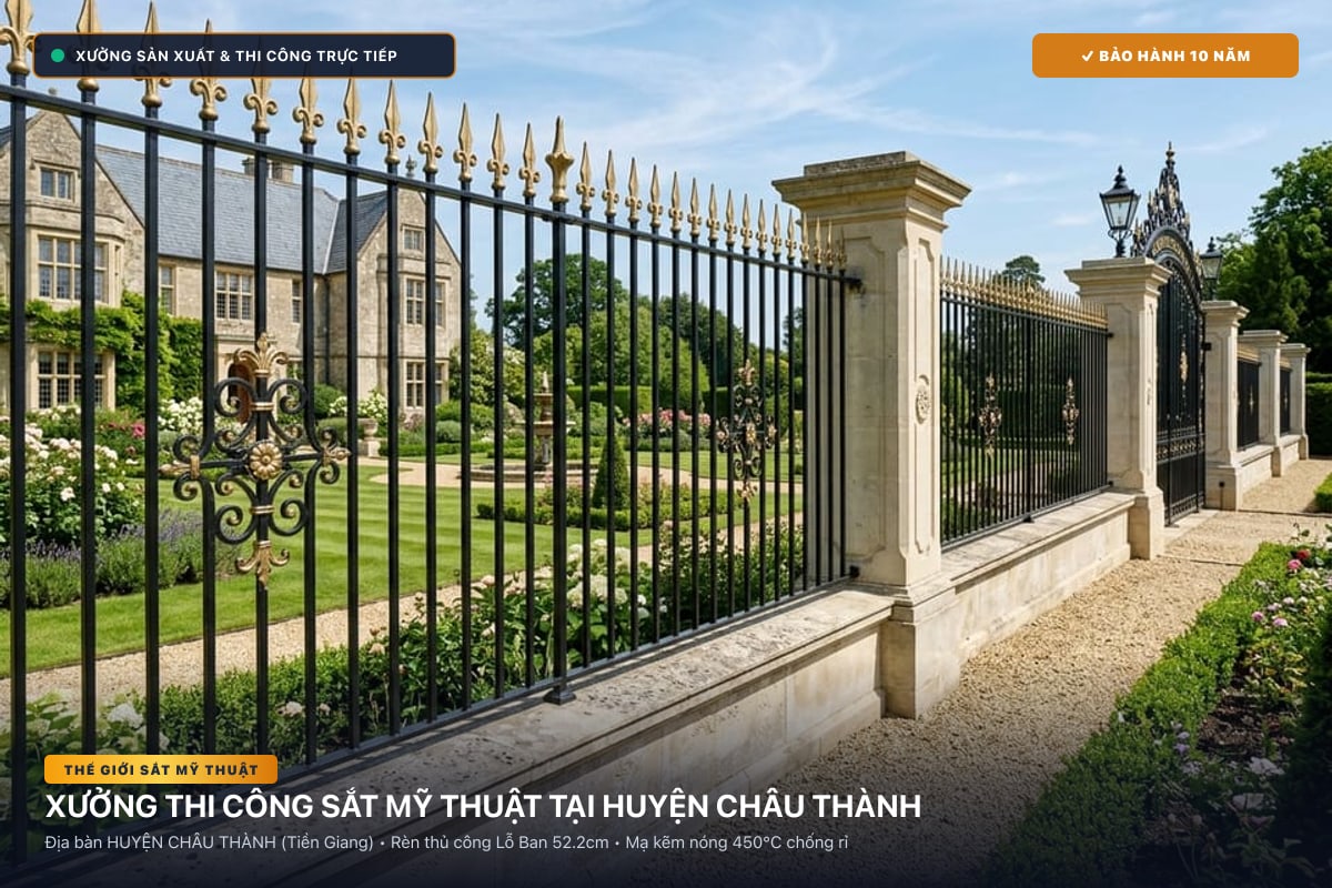 Xưởng thi công sắt mỹ thuật tại Huyện Châu Thành - Cổng sắt biệt thự, cầu thang nghệ thuật