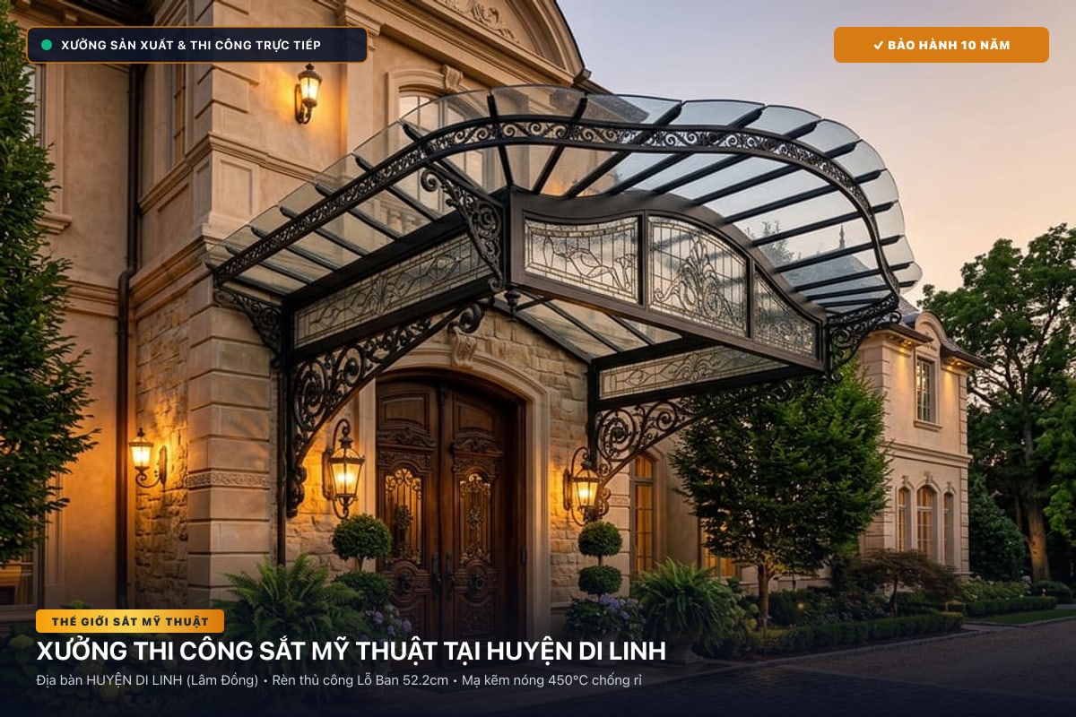 Xưởng thi công sắt mỹ thuật tại Huyện Di Linh - Cổng sắt biệt thự, cầu thang nghệ thuật