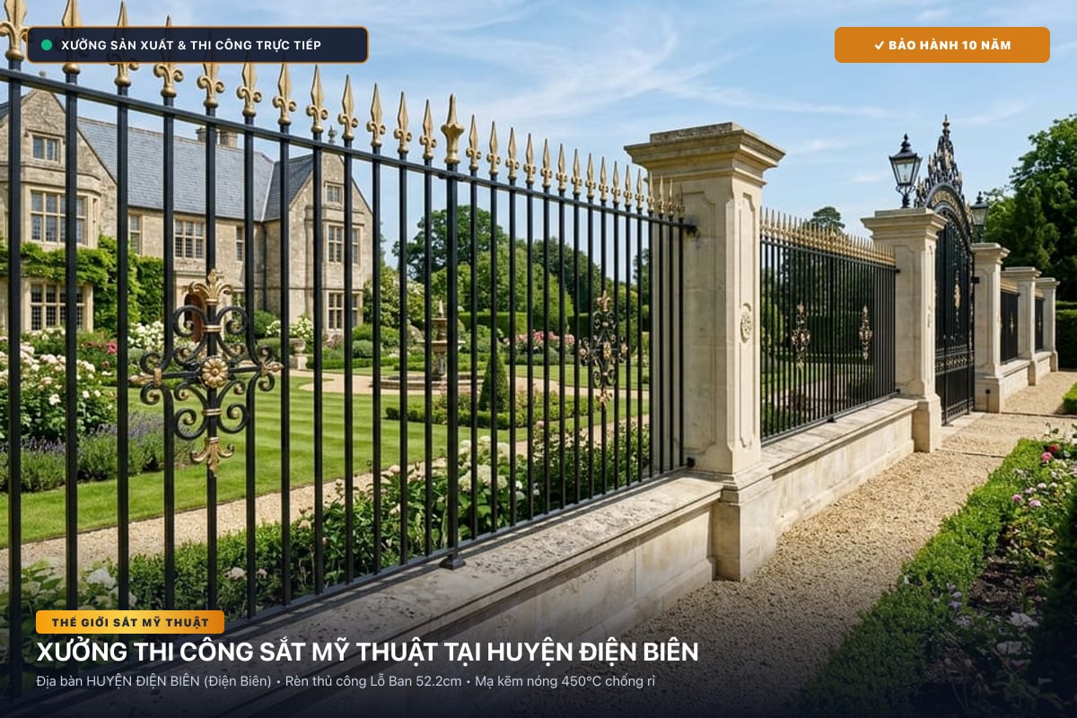 Xưởng thi công sắt mỹ thuật tại Huyện Điện Biên - Cổng sắt biệt thự, cầu thang nghệ thuật