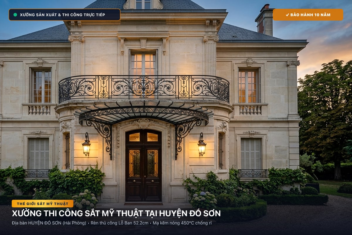 Xưởng thi công sắt mỹ thuật tại Huyện Đồ Sơn - Cổng sắt biệt thự, cầu thang nghệ thuật