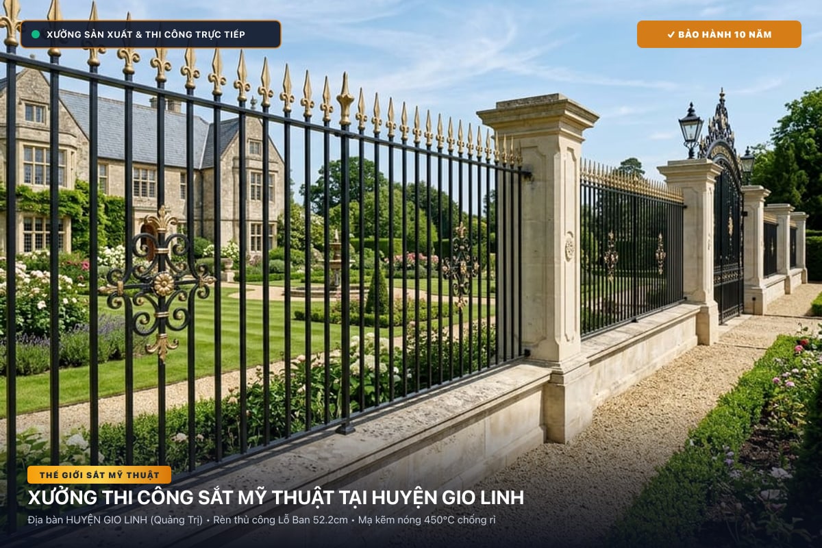 Xưởng thi công sắt mỹ thuật tại Huyện Gio Linh - Cổng sắt biệt thự, cầu thang nghệ thuật