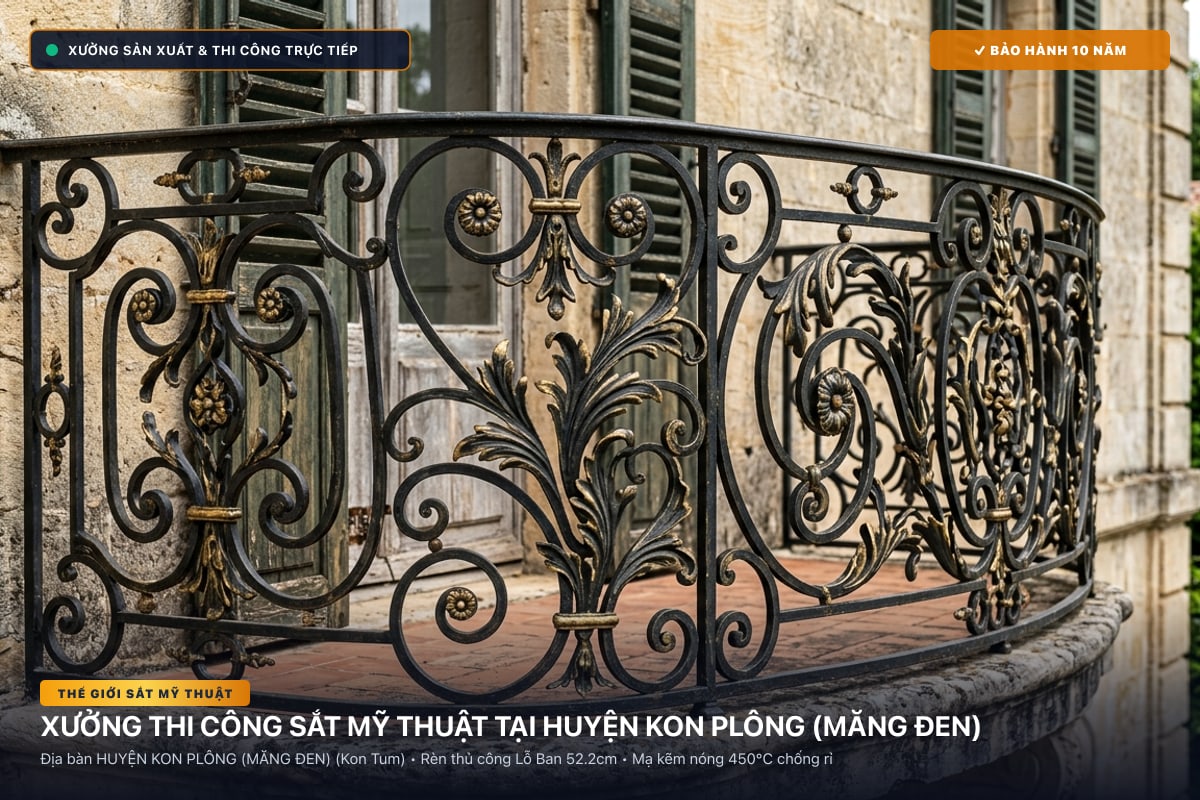 Xưởng thi công sắt mỹ thuật tại Huyện Kon Plông (Măng Đen) - Cổng sắt biệt thự, cầu thang nghệ thuật