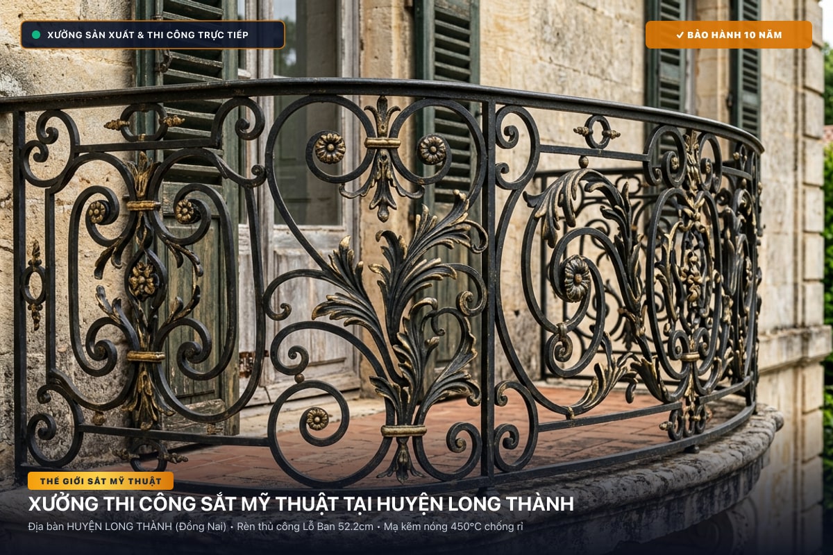 Xưởng thi công sắt mỹ thuật tại Huyện Long Thành - Cổng sắt biệt thự, cầu thang nghệ thuật