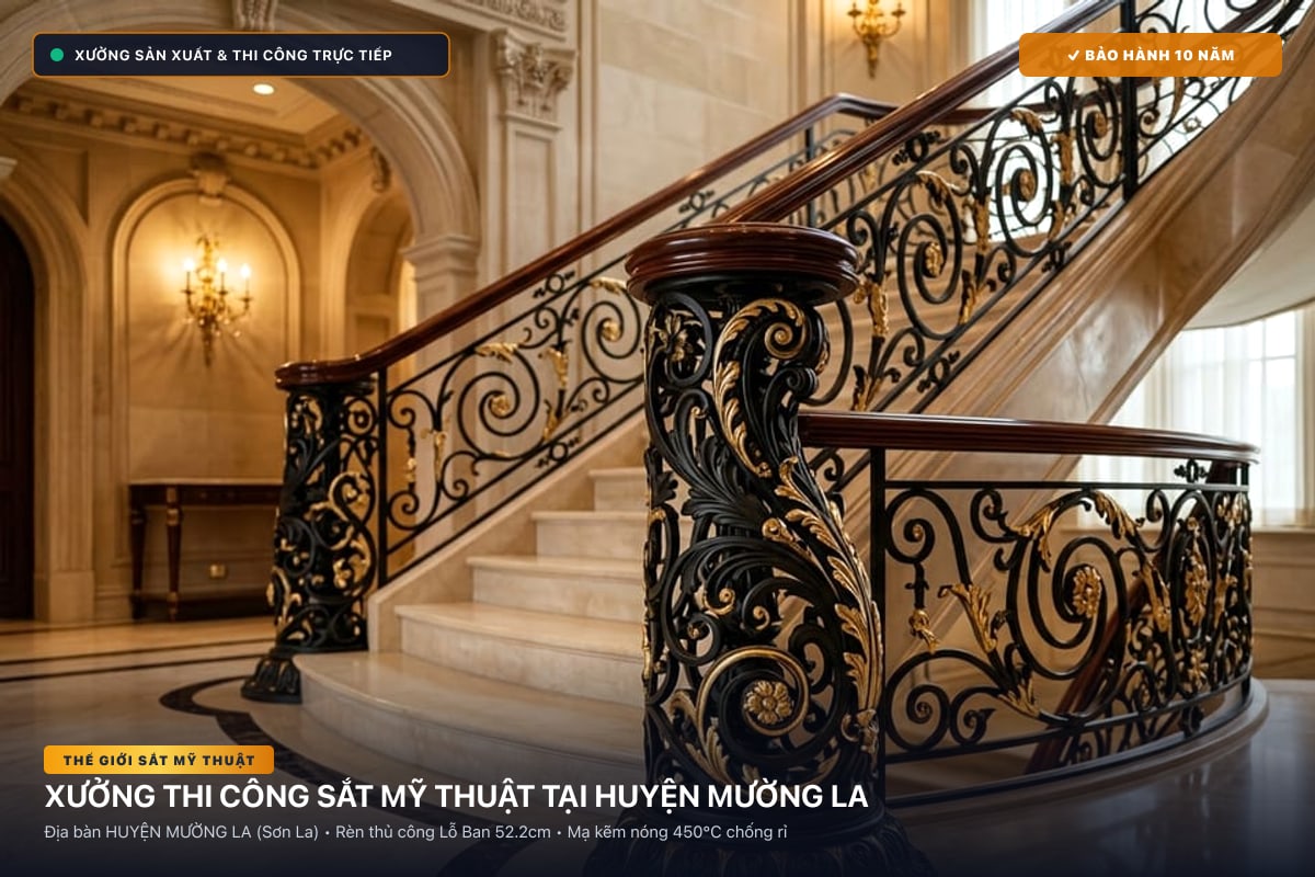 Xưởng thi công sắt mỹ thuật tại Huyện Mường La - Cổng sắt biệt thự, cầu thang nghệ thuật