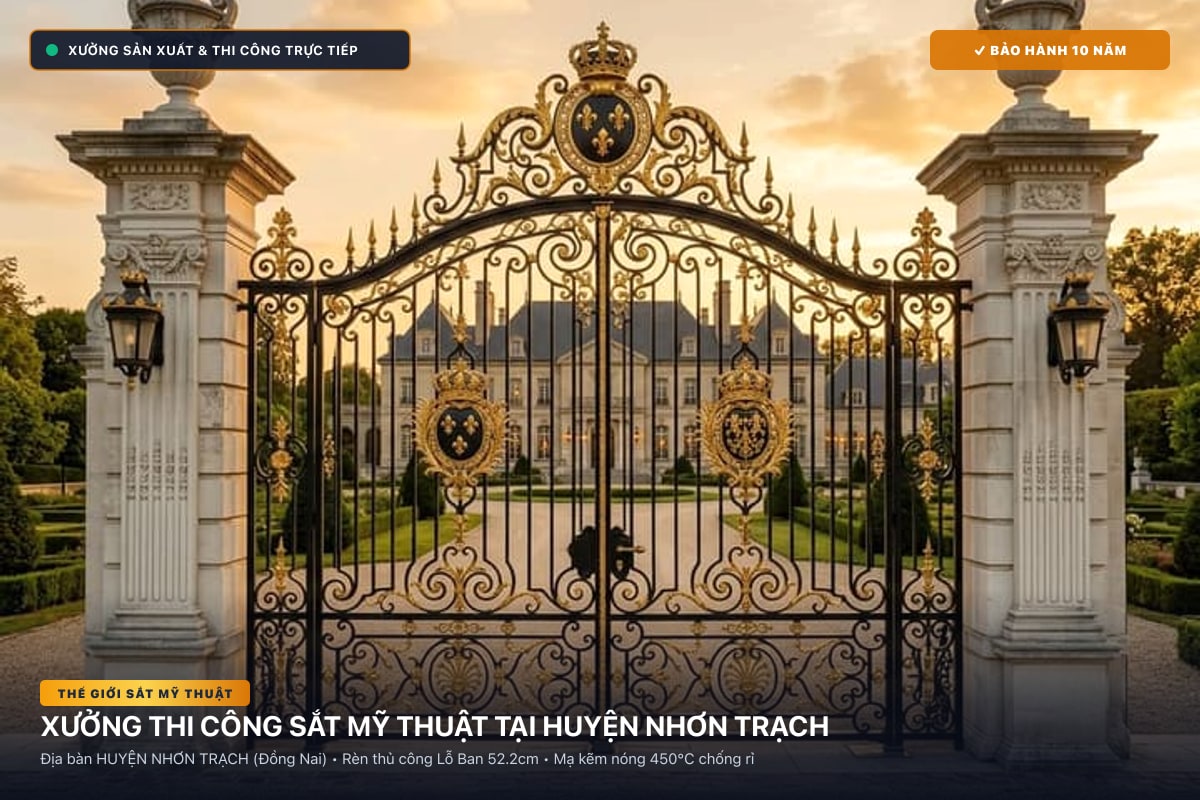 Xưởng thi công sắt mỹ thuật tại Huyện Nhơn Trạch - Cổng sắt biệt thự, cầu thang nghệ thuật