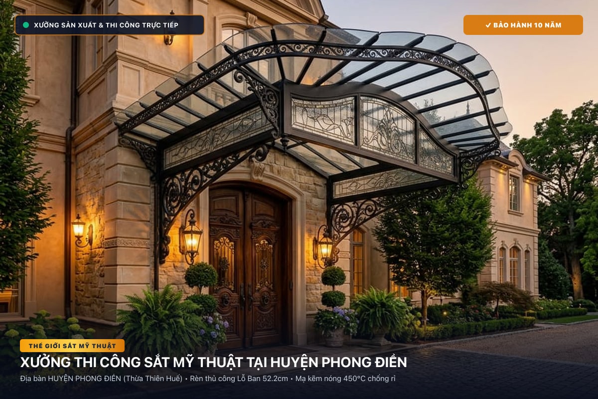 Xưởng thi công sắt mỹ thuật tại Huyện Phong Điền - Cổng sắt biệt thự, cầu thang nghệ thuật