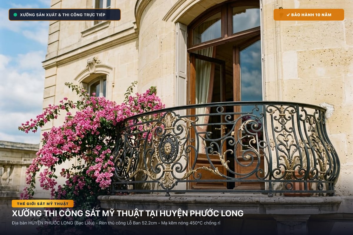 Xưởng thi công sắt mỹ thuật tại Huyện Phước Long - Cổng sắt biệt thự, cầu thang nghệ thuật