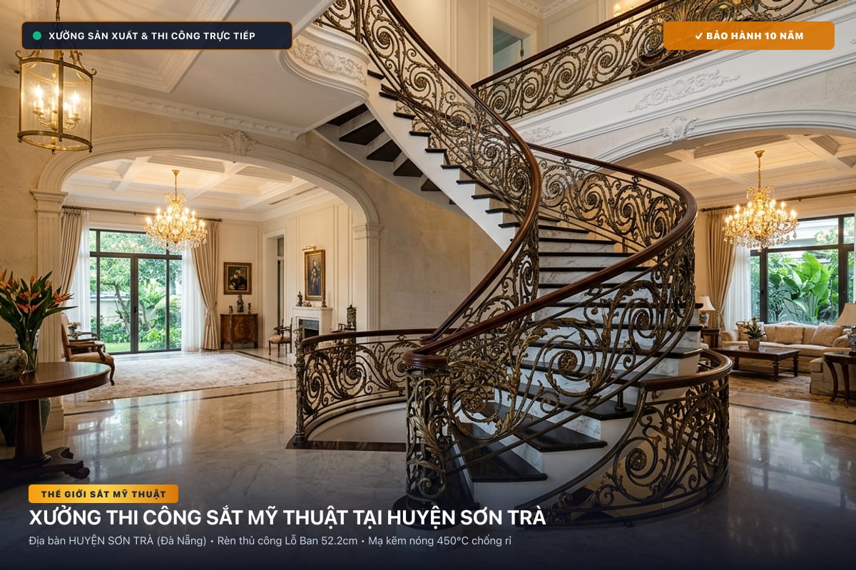 Xưởng thi công sắt mỹ thuật tại Huyện Sơn Trà - Cổng sắt biệt thự, cầu thang nghệ thuật