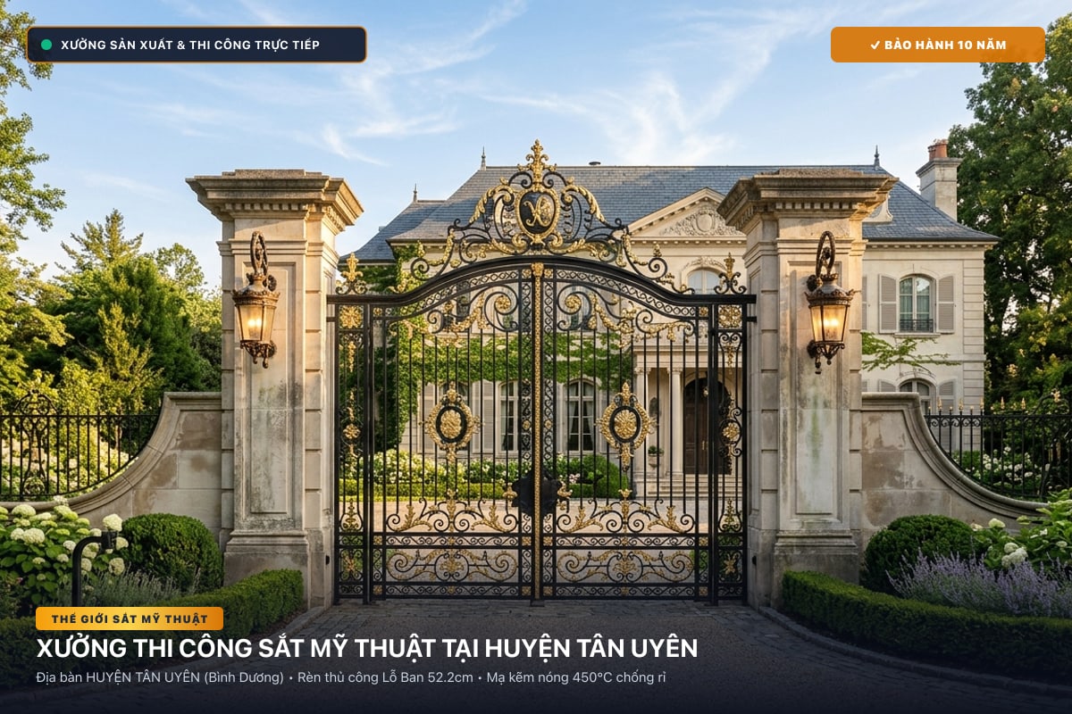 Xưởng thi công sắt mỹ thuật tại Huyện Tân Uyên - Cổng sắt biệt thự, cầu thang nghệ thuật