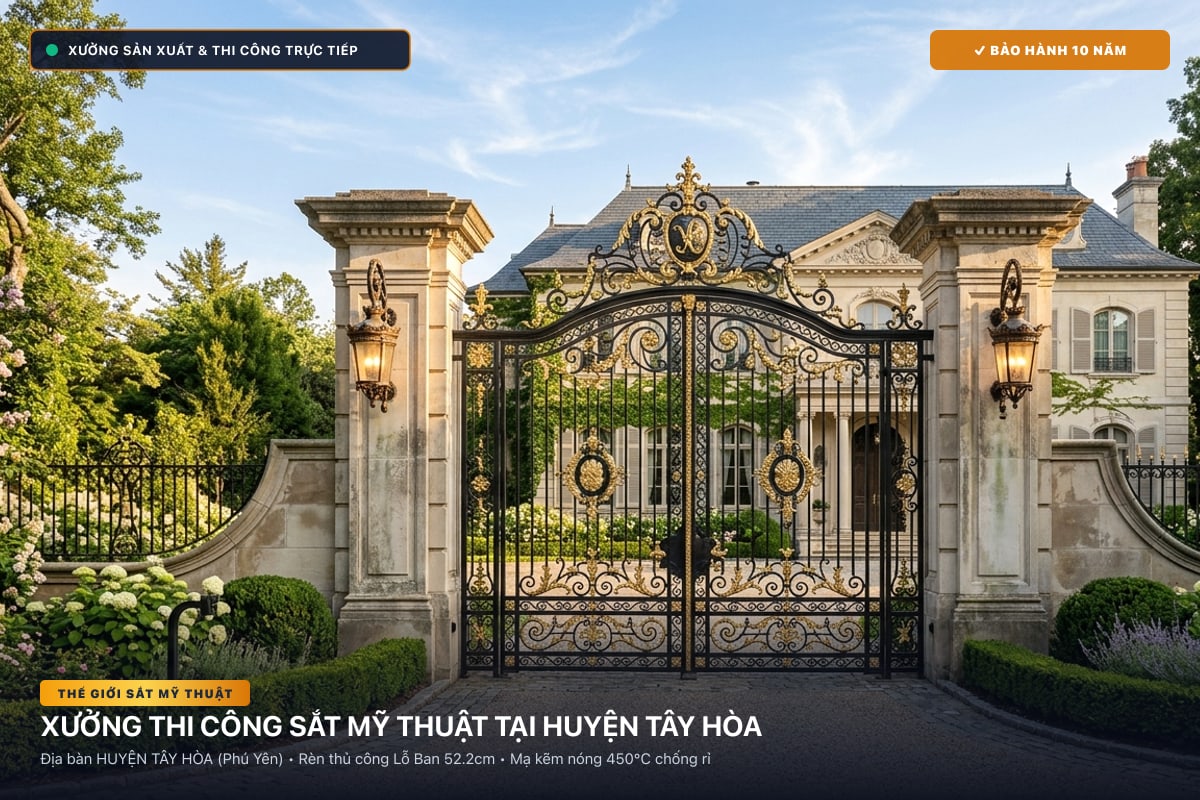 Xưởng thi công sắt mỹ thuật tại Huyện Tây Hòa - Cổng sắt biệt thự, cầu thang nghệ thuật