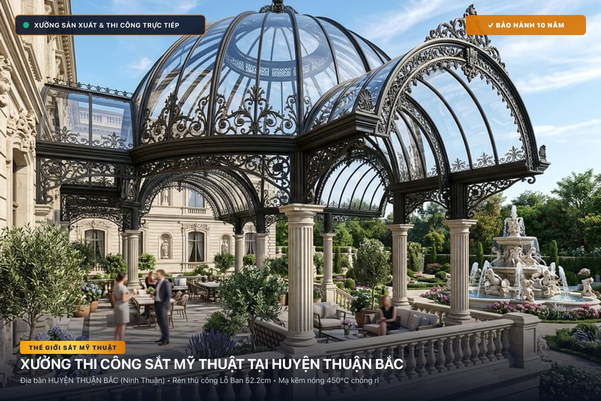Xưởng thi công sắt mỹ thuật tại Huyện Thuận Bắc - Cổng sắt biệt thự, cầu thang nghệ thuật