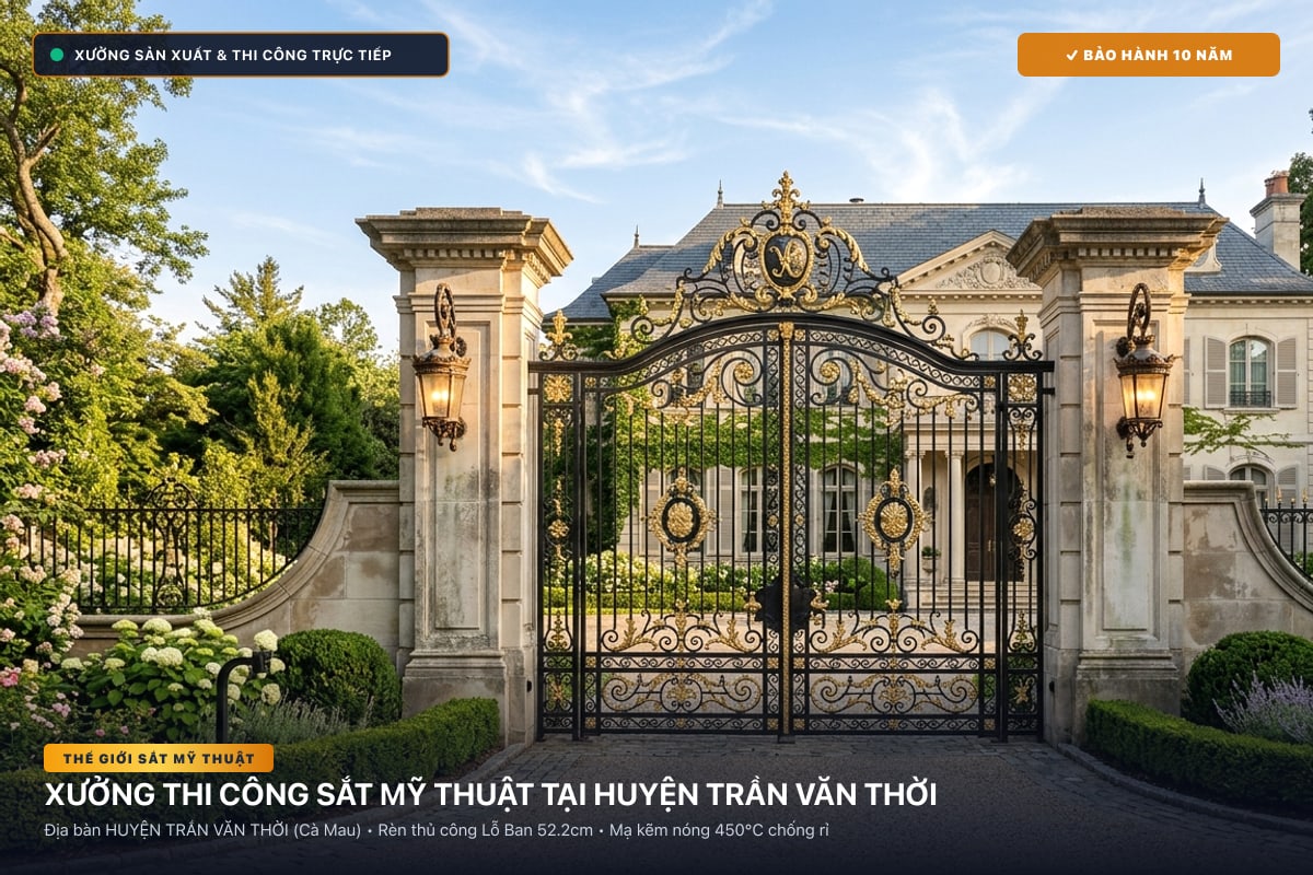 Xưởng thi công sắt mỹ thuật tại Huyện Trần Văn Thời - Cổng sắt biệt thự, cầu thang nghệ thuật