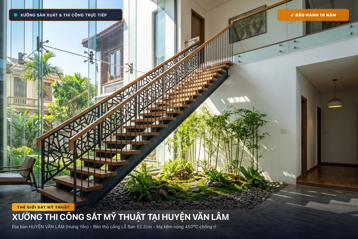 Xưởng thi công sắt mỹ thuật tại Huyện Văn Lâm - Cổng sắt biệt thự, cầu thang nghệ thuật