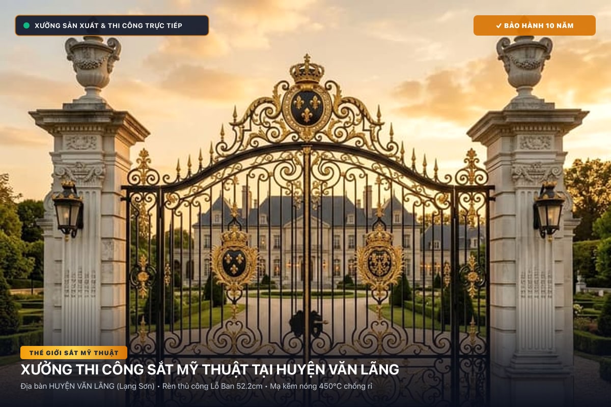 Xưởng thi công sắt mỹ thuật tại Huyện Văn Lãng - Cổng sắt biệt thự, cầu thang nghệ thuật