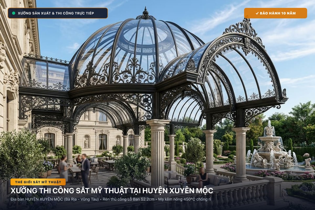 Xưởng thi công sắt mỹ thuật tại Huyện Xuyên Mộc - Cổng sắt biệt thự, cầu thang nghệ thuật