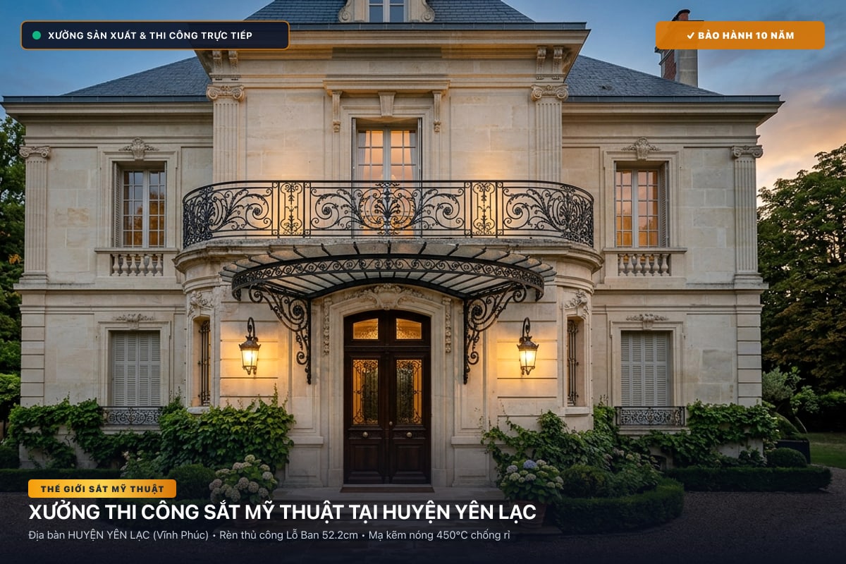 Xưởng thi công sắt mỹ thuật tại Huyện Yên Lạc - Cổng sắt biệt thự, cầu thang nghệ thuật