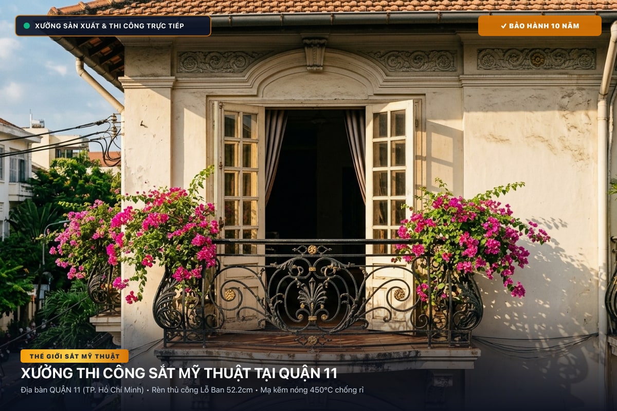 Xưởng thi công sắt mỹ thuật tại Quận 11 - Cổng sắt biệt thự, cầu thang nghệ thuật