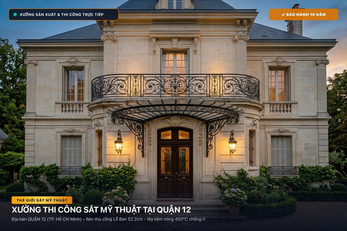 Xưởng thi công sắt mỹ thuật tại Quận 12 - Cổng sắt biệt thự, cầu thang nghệ thuật