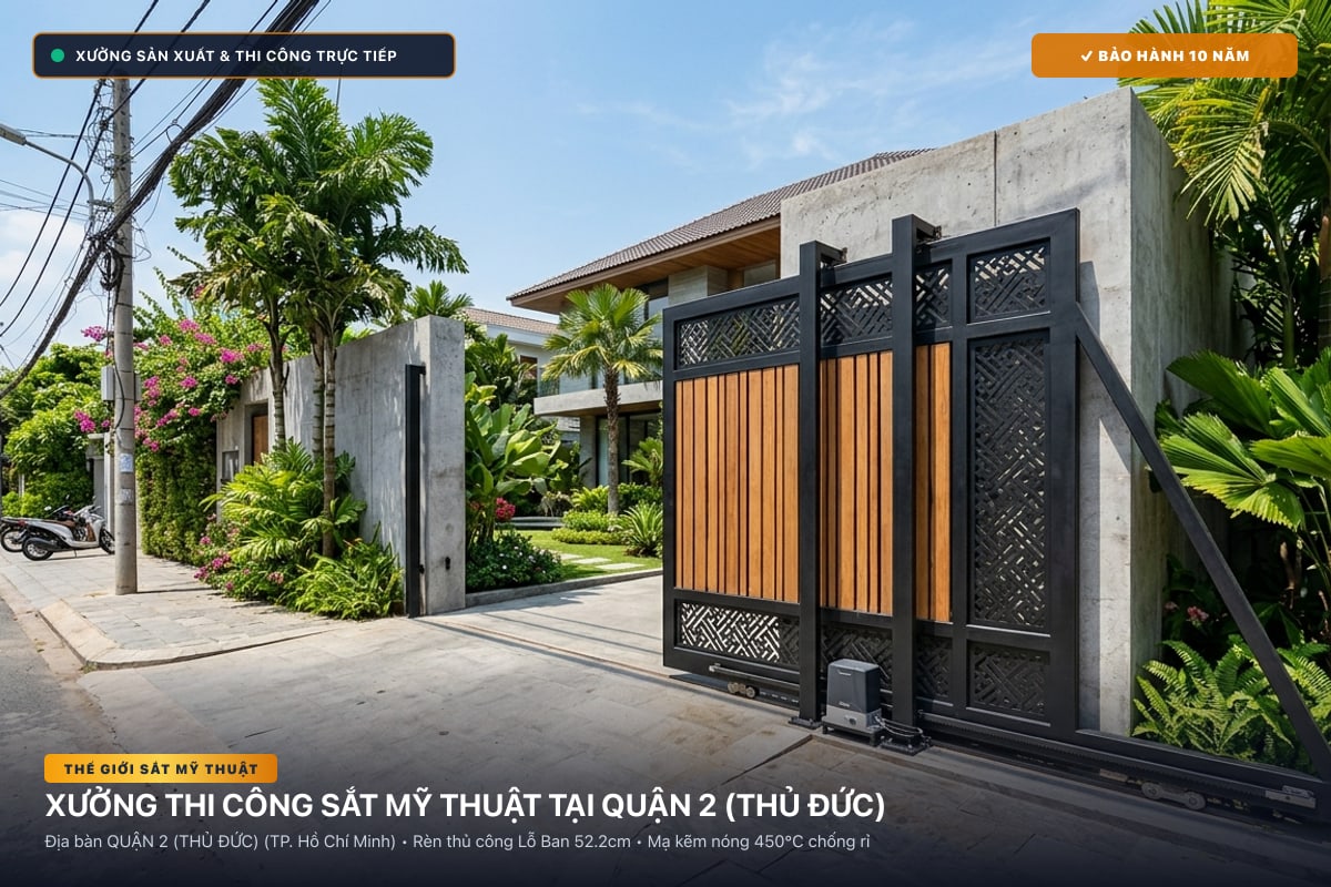 Xưởng thi công sắt mỹ thuật tại Quận 2 (Thủ Đức) - Cổng sắt biệt thự, cầu thang nghệ thuật