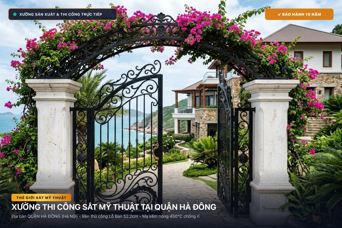 Xưởng thi công sắt mỹ thuật tại Quận Hà Đông - Cổng sắt biệt thự, cầu thang nghệ thuật