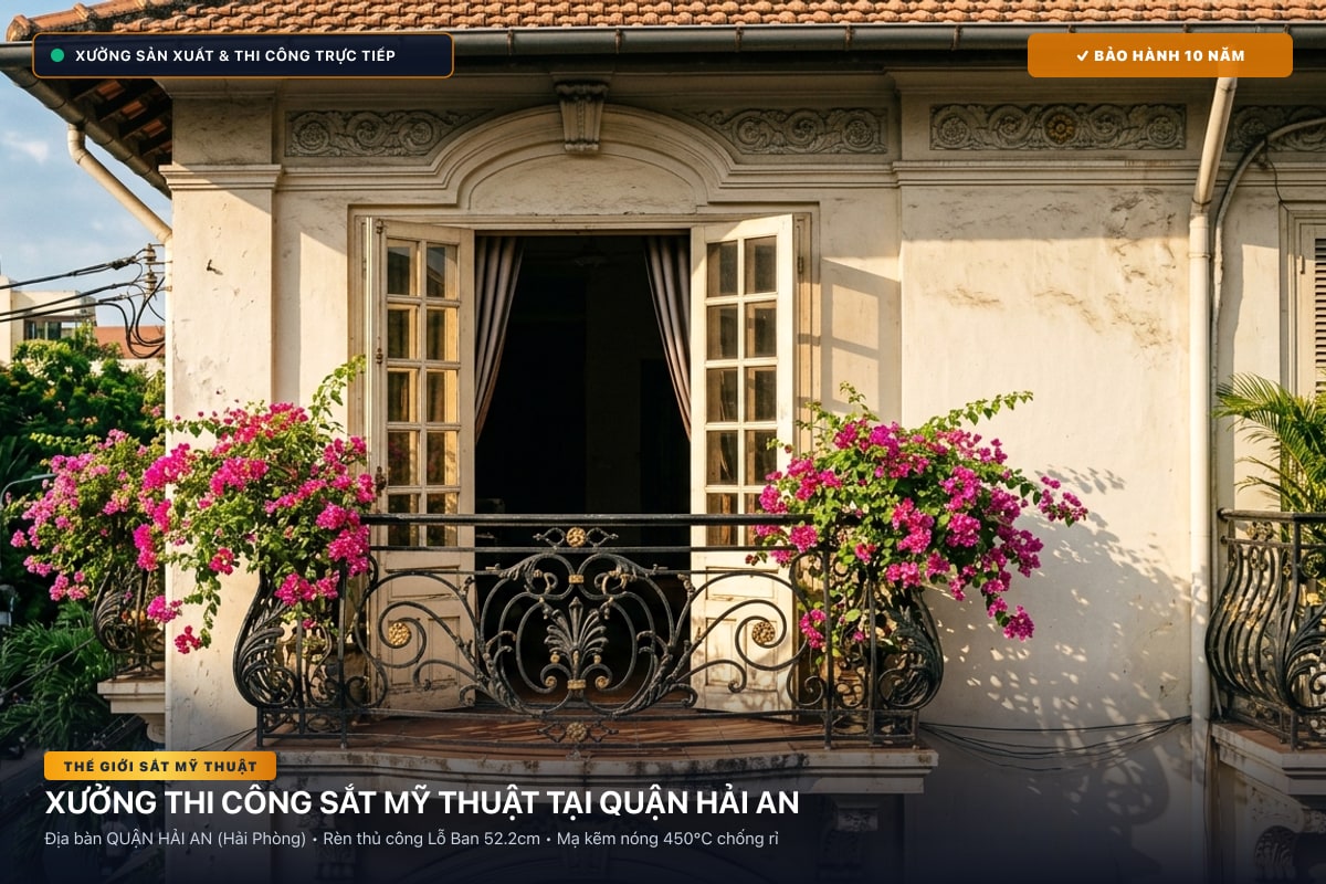 Xưởng thi công sắt mỹ thuật tại Quận Hải An - Cổng sắt biệt thự, cầu thang nghệ thuật