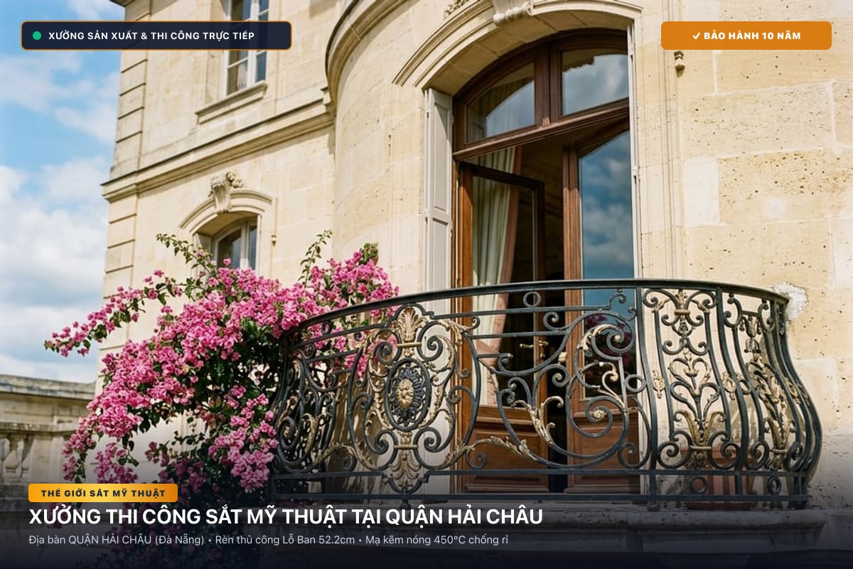 Xưởng thi công sắt mỹ thuật tại Quận Hải Châu - Cổng sắt biệt thự, cầu thang nghệ thuật