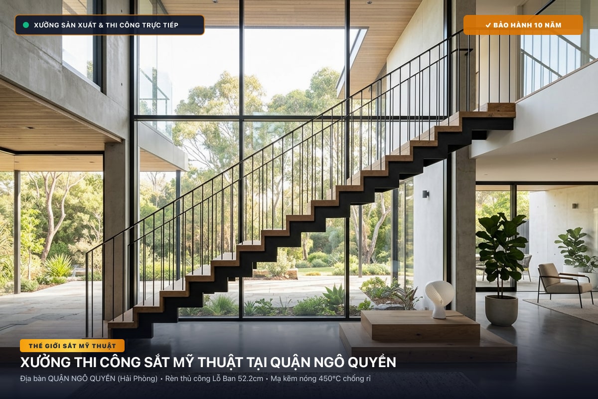 Xưởng thi công sắt mỹ thuật tại Quận Ngô Quyền - Cổng sắt biệt thự, cầu thang nghệ thuật