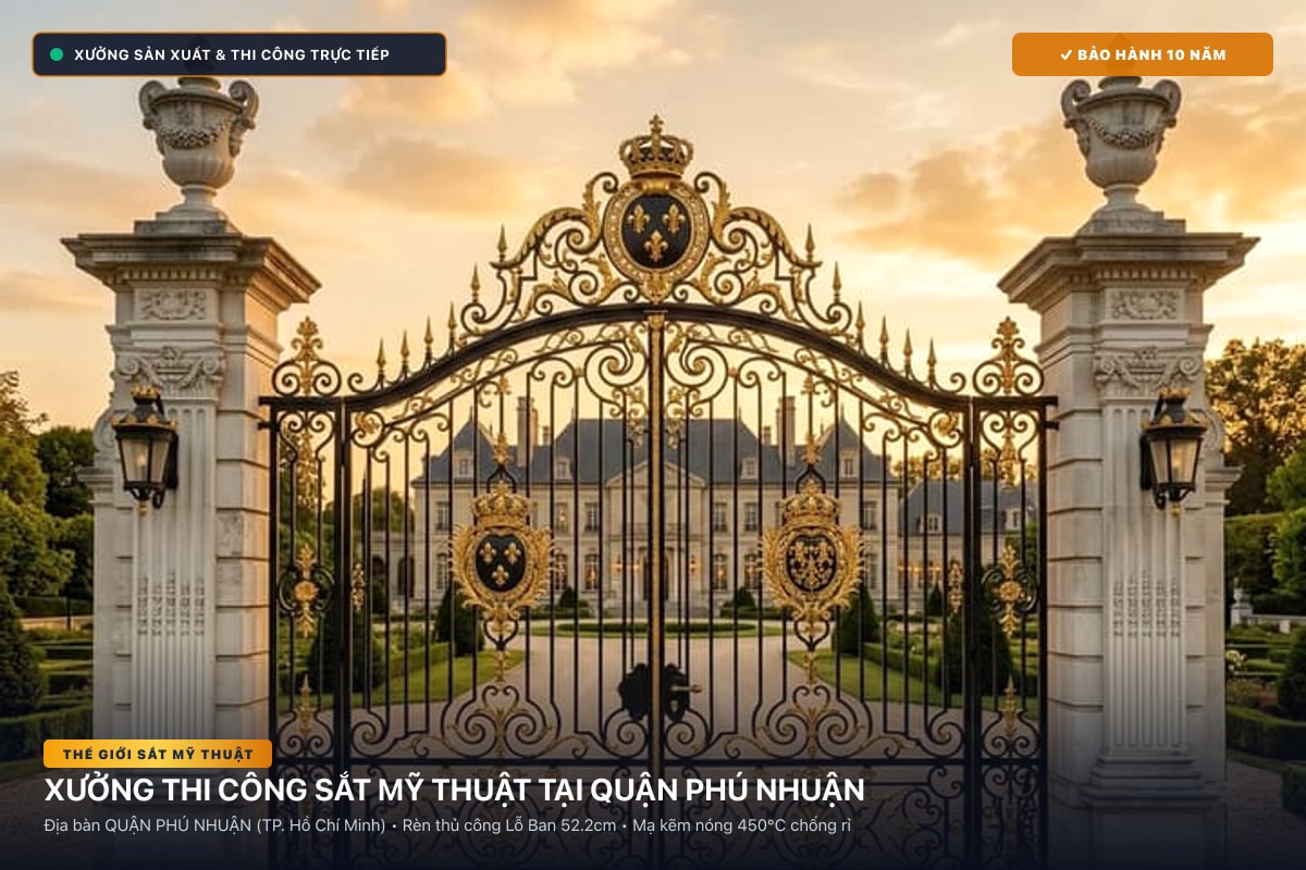 Xưởng thi công sắt mỹ thuật tại Quận Phú Nhuận - Cổng sắt biệt thự, cầu thang nghệ thuật