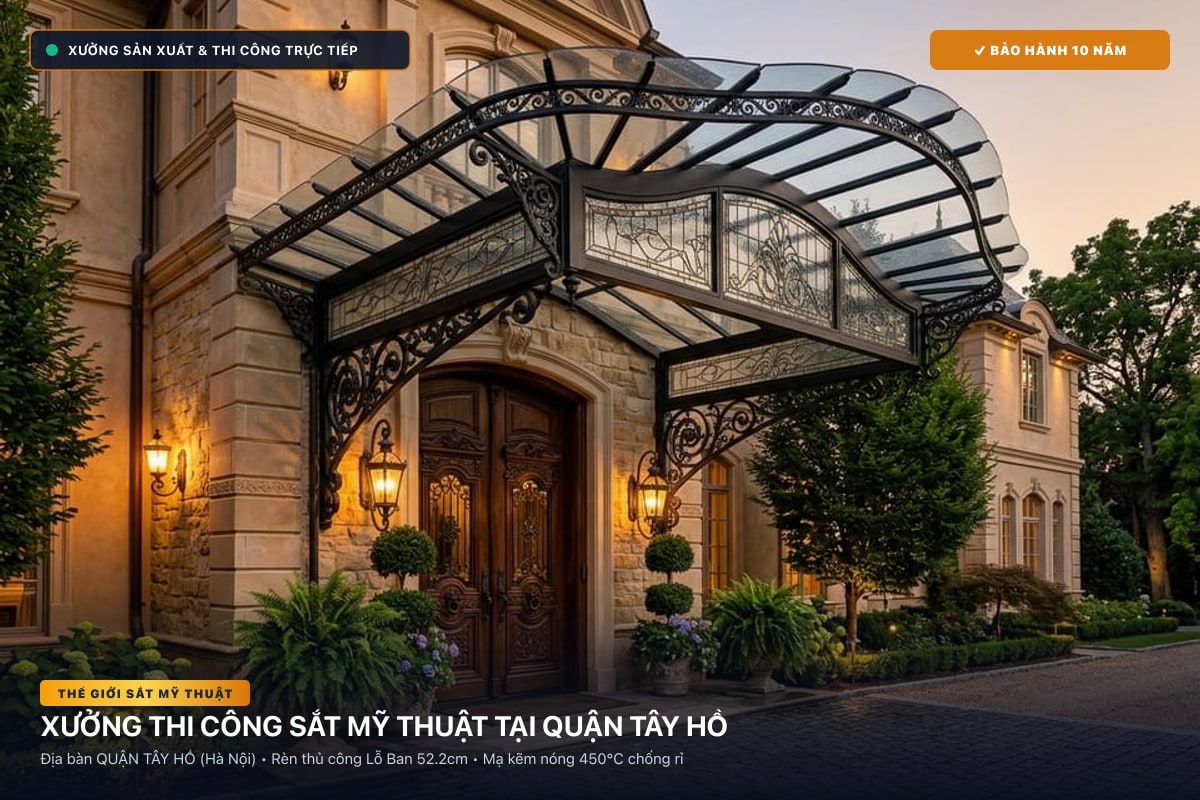 Xưởng thi công sắt mỹ thuật tại Quận Tây Hồ - Cổng sắt biệt thự, cầu thang nghệ thuật