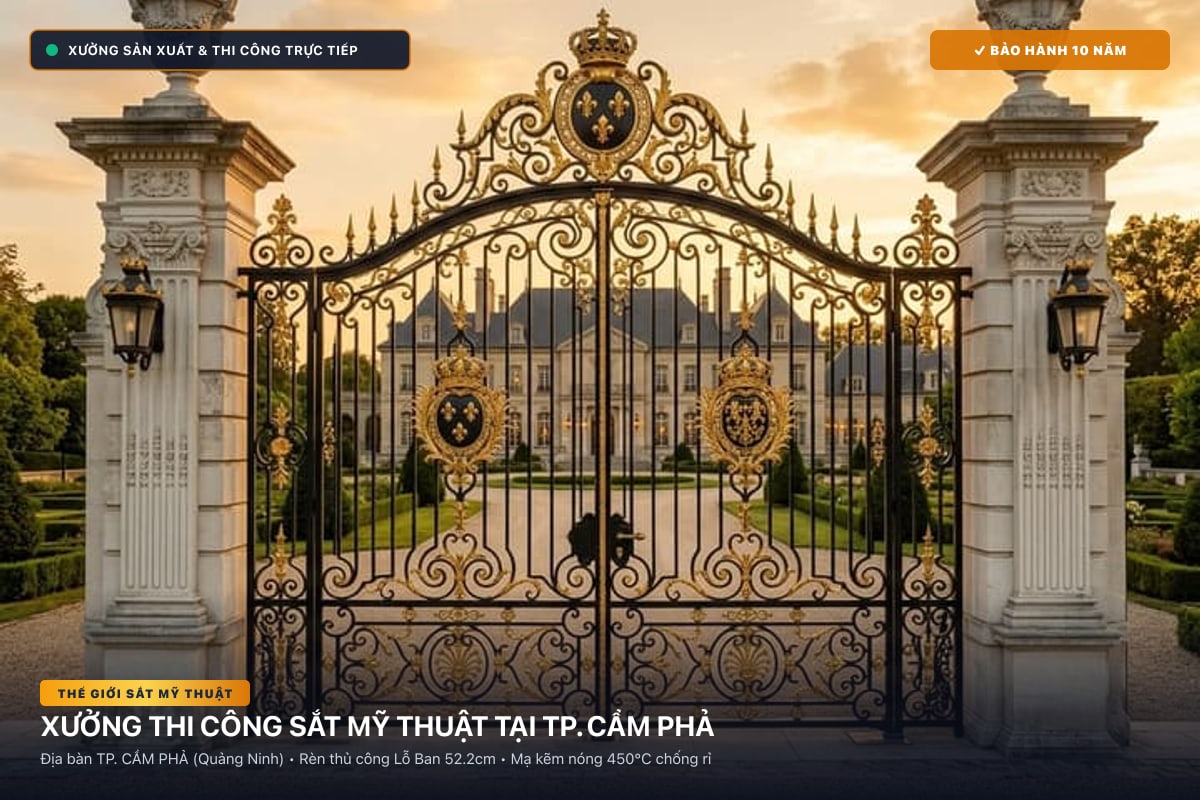 Xưởng thi công sắt mỹ thuật tại TP. Cẩm Phả - Cổng sắt biệt thự, cầu thang nghệ thuật