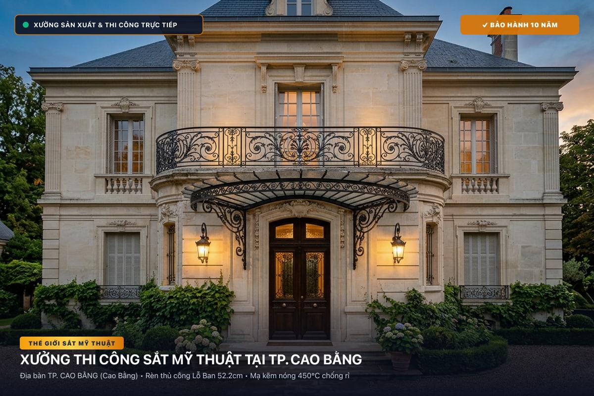Xưởng thi công sắt mỹ thuật tại TP. Cao Bằng - Cổng sắt biệt thự, cầu thang nghệ thuật
