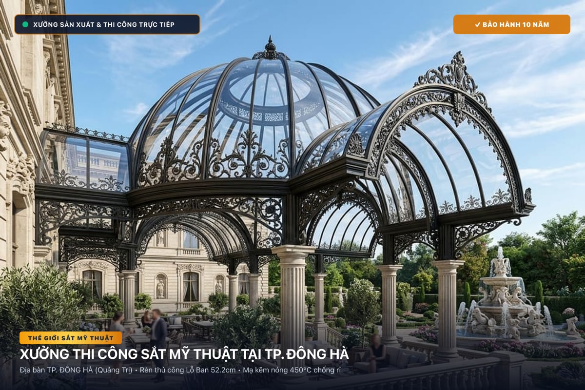 Xưởng thi công sắt mỹ thuật tại TP. Đông Hà - Cổng sắt biệt thự, cầu thang nghệ thuật