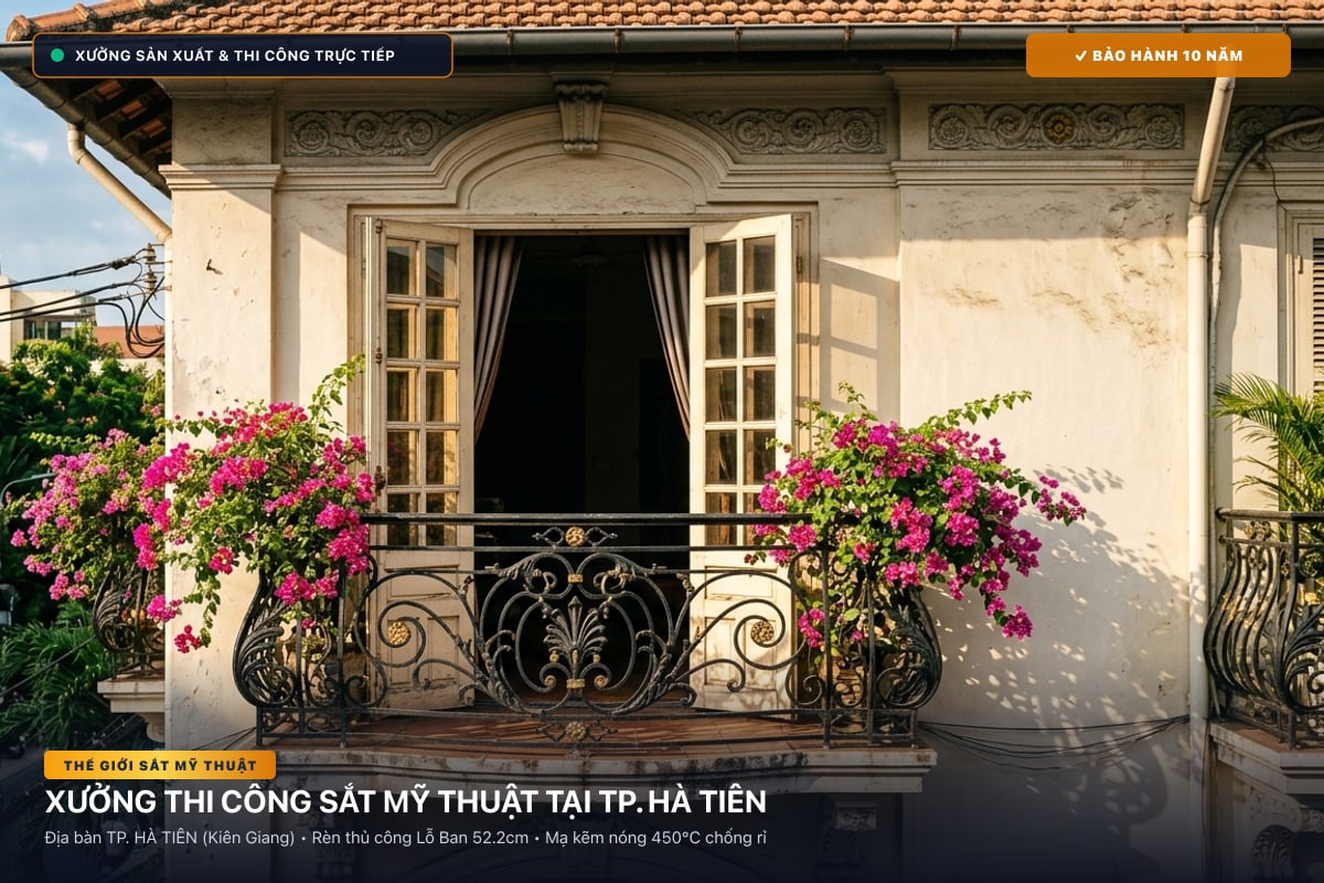 Xưởng thi công sắt mỹ thuật tại TP. Hà Tiên - Cổng sắt biệt thự, cầu thang nghệ thuật
