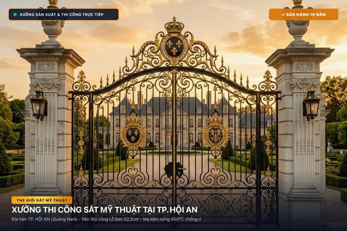 Xưởng thi công sắt mỹ thuật tại TP. Hội An - Cổng sắt biệt thự, cầu thang nghệ thuật