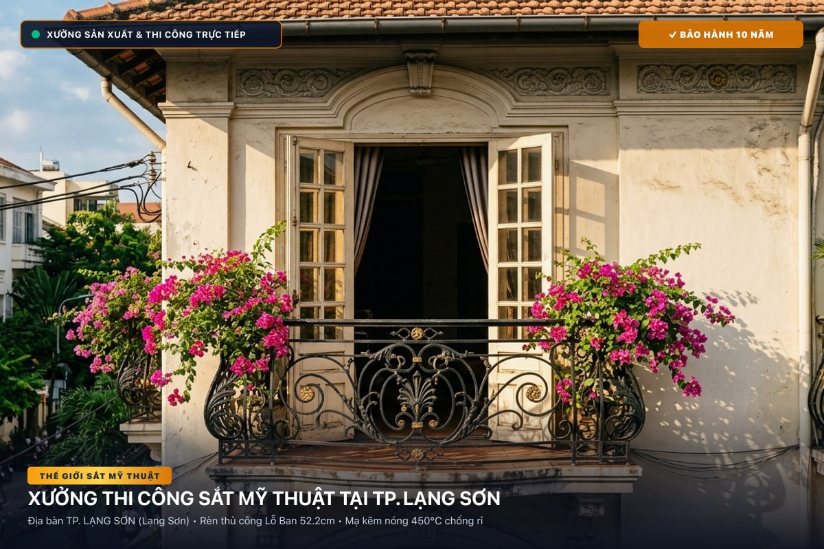 Xưởng thi công sắt mỹ thuật tại TP. Lạng Sơn - Cổng sắt biệt thự, cầu thang nghệ thuật