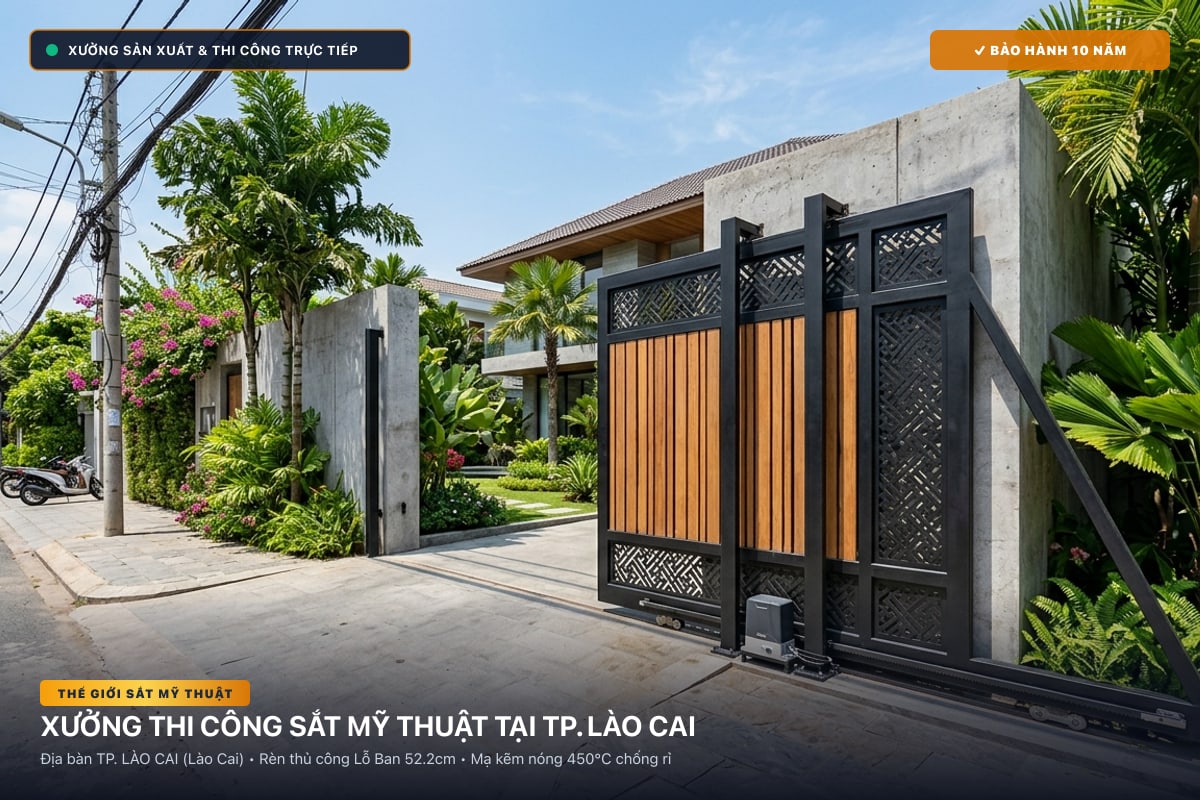 Xưởng thi công sắt mỹ thuật tại TP. Lào Cai - Cổng sắt biệt thự, cầu thang nghệ thuật