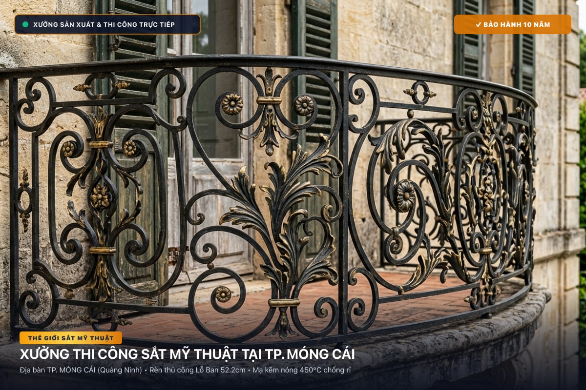 Xưởng thi công sắt mỹ thuật tại TP. Móng Cái - Cổng sắt biệt thự, cầu thang nghệ thuật