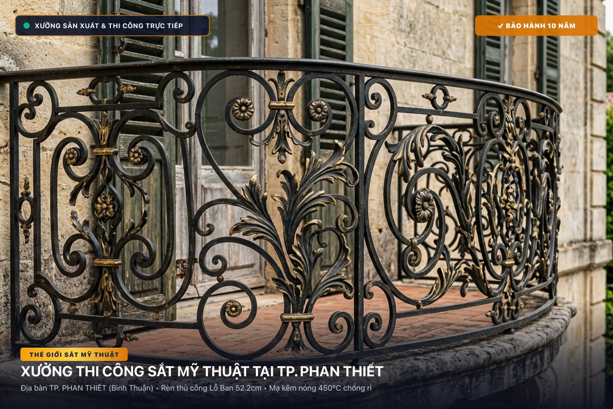 Xưởng thi công sắt mỹ thuật tại TP. Phan Thiết - Cổng sắt biệt thự, cầu thang nghệ thuật