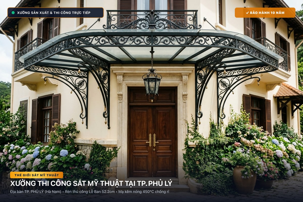 Xưởng thi công sắt mỹ thuật tại TP. Phủ Lý - Cổng sắt biệt thự, cầu thang nghệ thuật